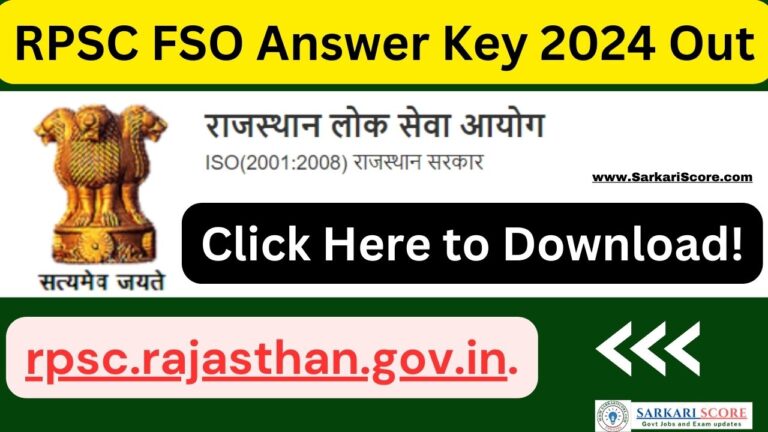 Read more about the article RPSC FSO Answer Key 2024 Out: Click Here to Download!